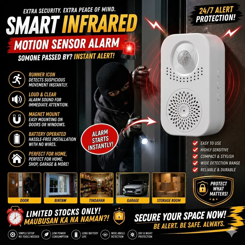 Smart Infrared Motion Sensor Alarm – Wireless Security Alert System