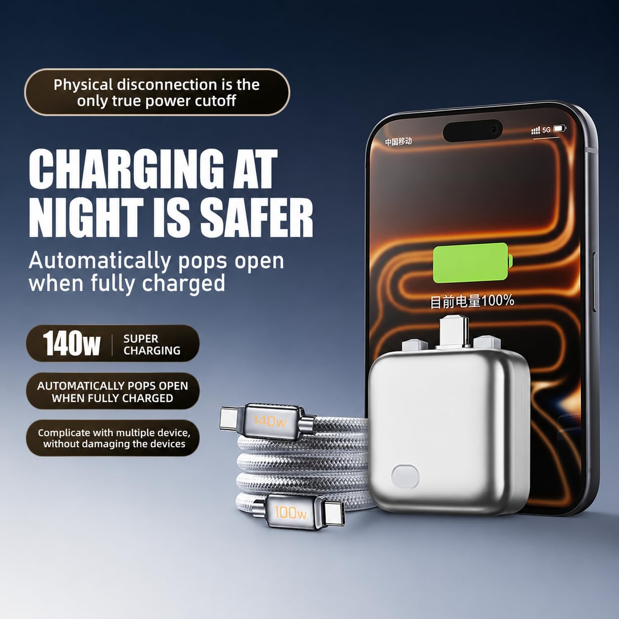 Type-C Magnetic Auto Disconnect Charging Adapter