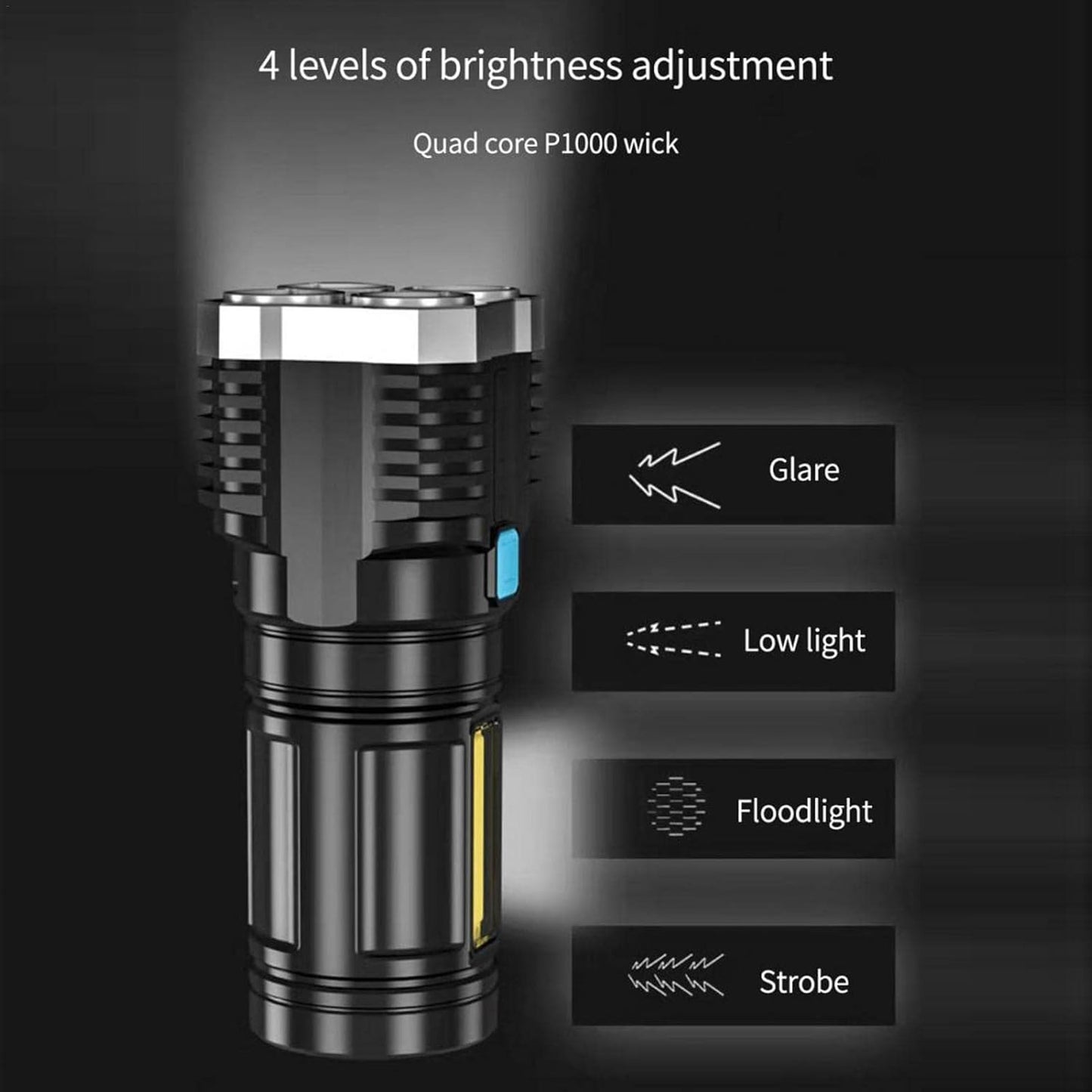 4-Core Super Bright Rechargeable Flashlight