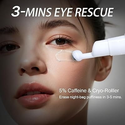 5% Caffeine Under Eye Serum Roller – 360° Cooling Eye Care