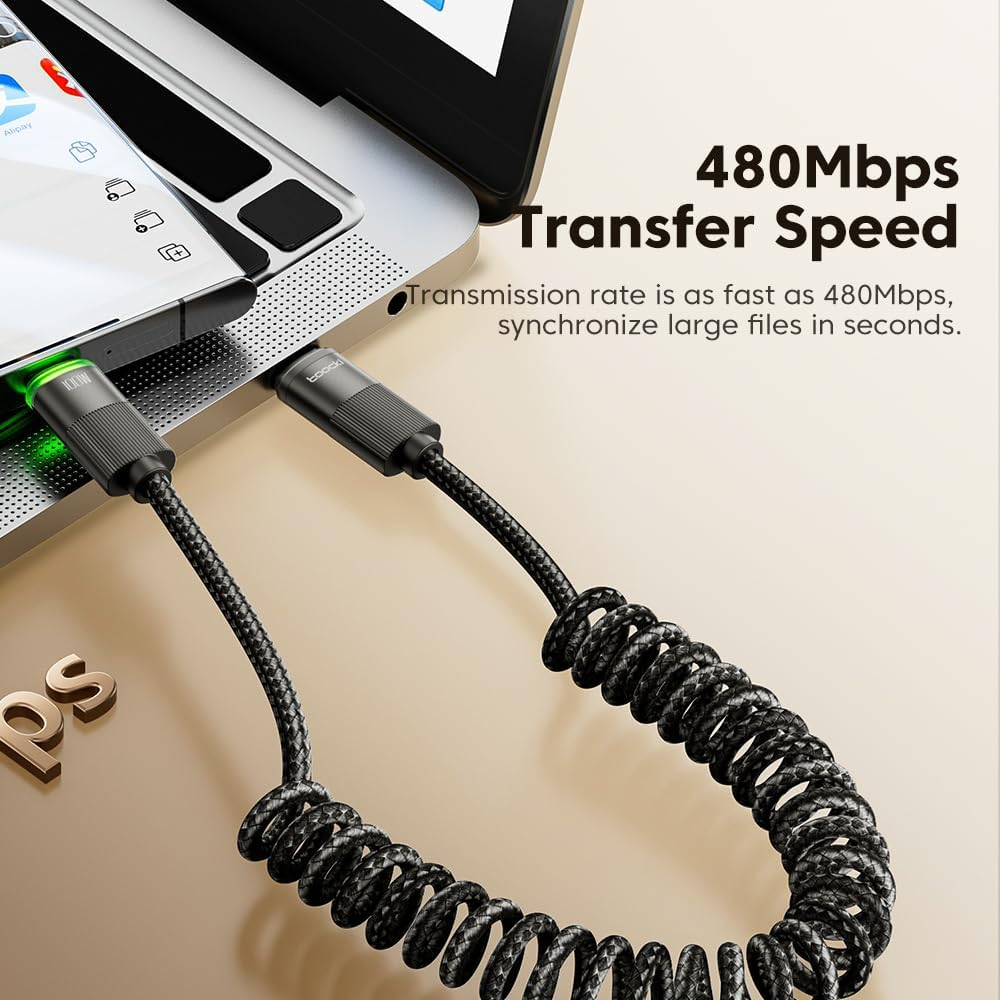 2M Retractable 4-in-1 PD Fast Charging Cable 65W USB-C Multi-Charging