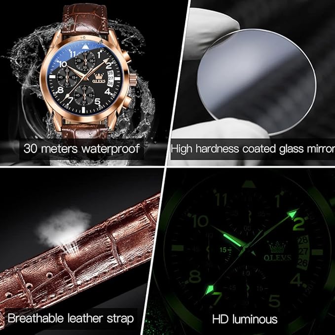 Swiss Waterproof Leather Watch – Elegant Design