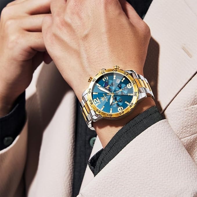Men’s Fashion Chronograph Quartz Watch — Big Dial & Moon Phase