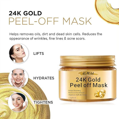 24K Gold Deep Cleansing Anti Acne Remove Black Head Peel Off Beauty Mud Facial Mask