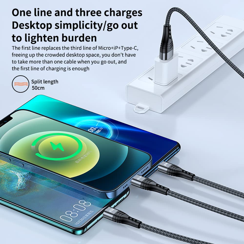 Transparent Luminous 3-in-1 Charging Cable