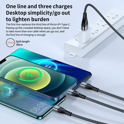 Transparent Luminous 3-in-1 Charging Cable