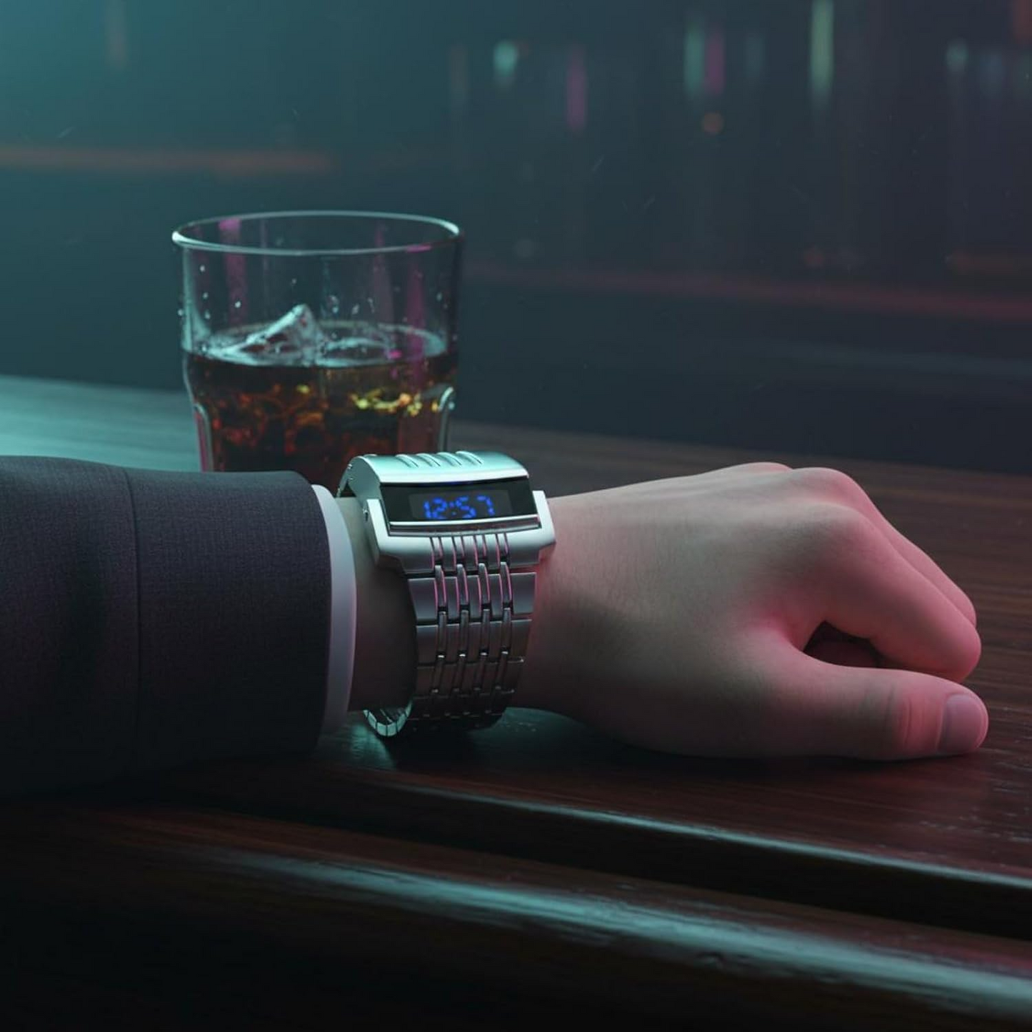 Luxury LED Men's Stainless Steel Digital Wristwatch