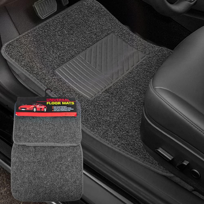 Universal Car Floor Mats – 4-Piece PVC Flocking Carpet Set