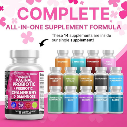 Women’s Vegan Probiotic + Prebiotic Capsules – Cranberry & D-Mannose Formula