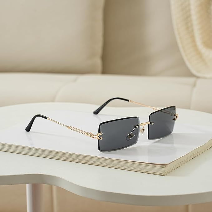 Black & Gold Rectangular Men Sunglasses – Bold, Trendy & Timeless Style