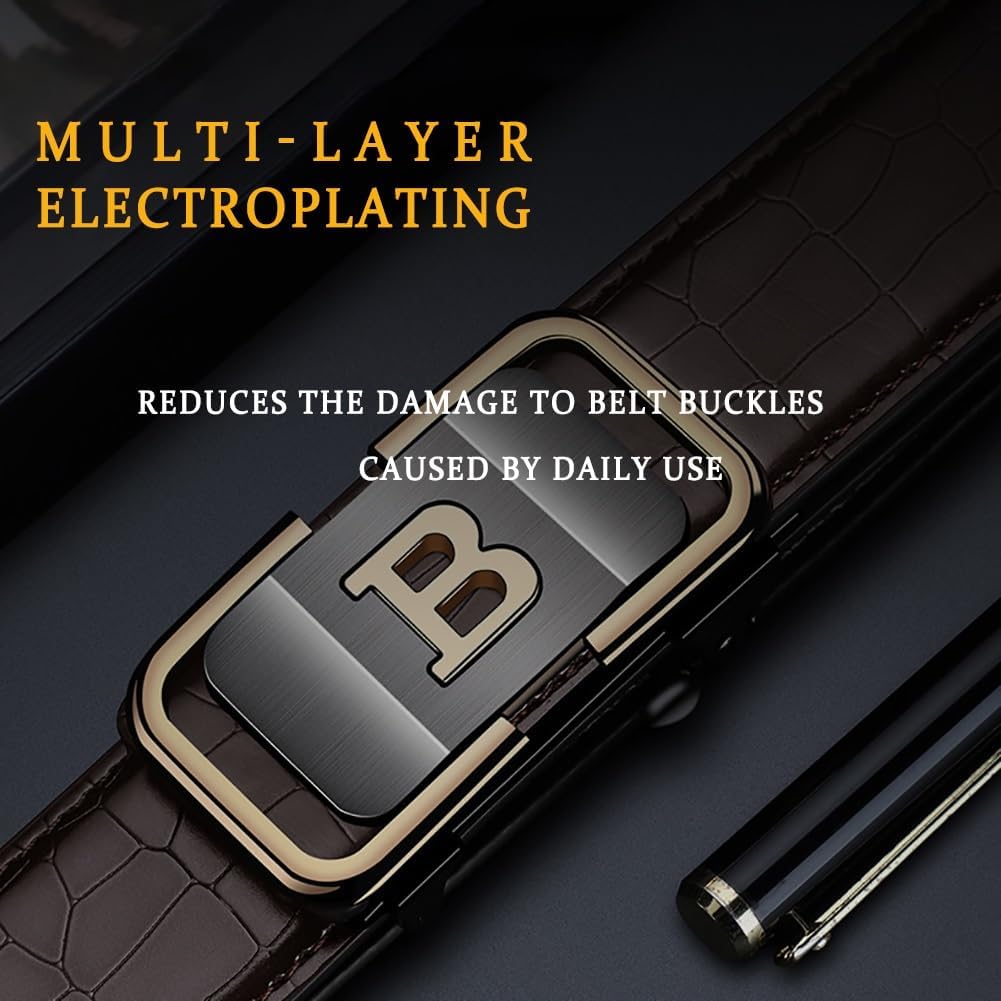 Men's Auto Buckle Belt Crocodile Style, Effortless Fit