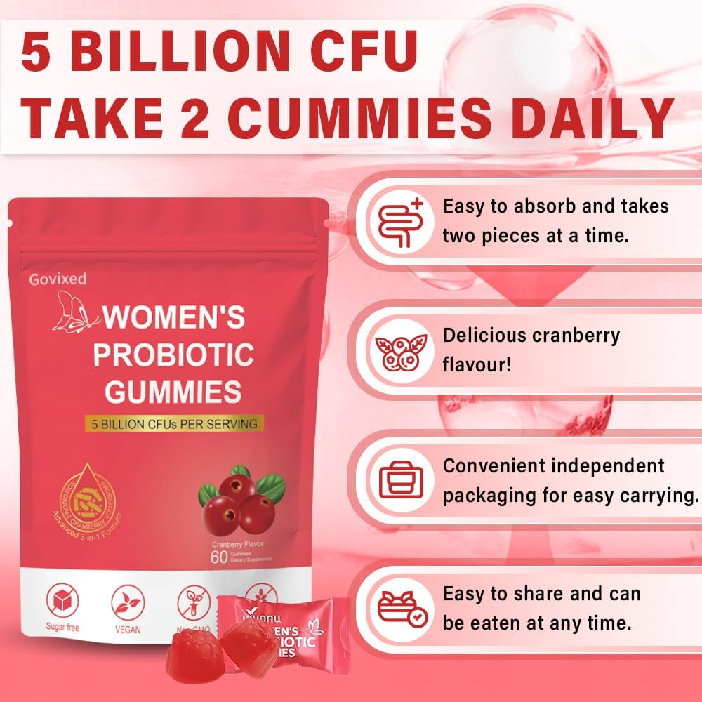 Women’s Probiotic Cranberry Gummies – Daily Balance, Gut & Feminine Health Support