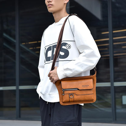 Retro PU Leather Crossbody Bag — Men’s Business Shoulder Bag