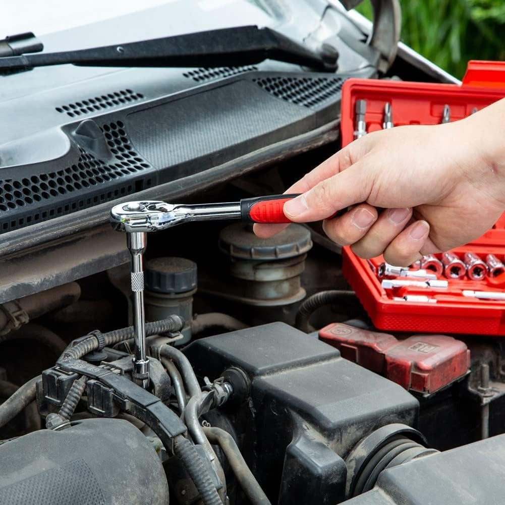 46-Piece 1/4-Inch Socket Wrench Set — Metric Repair Kit