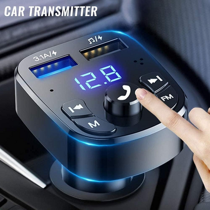 Car Bluetooth FM Transmitter – Hands-Free MP3 Player & Dual USB Fast Charger