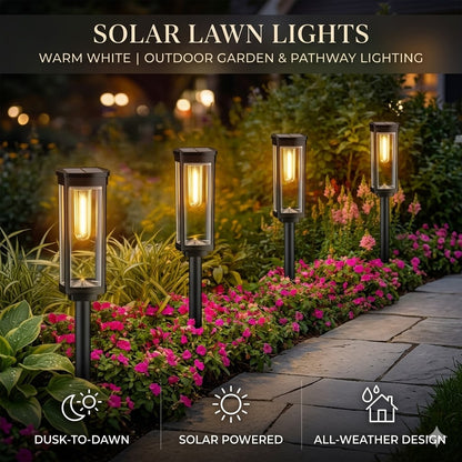 Solar Lawn Lights – Warm White Outdoor Garden & Pathway Lighting