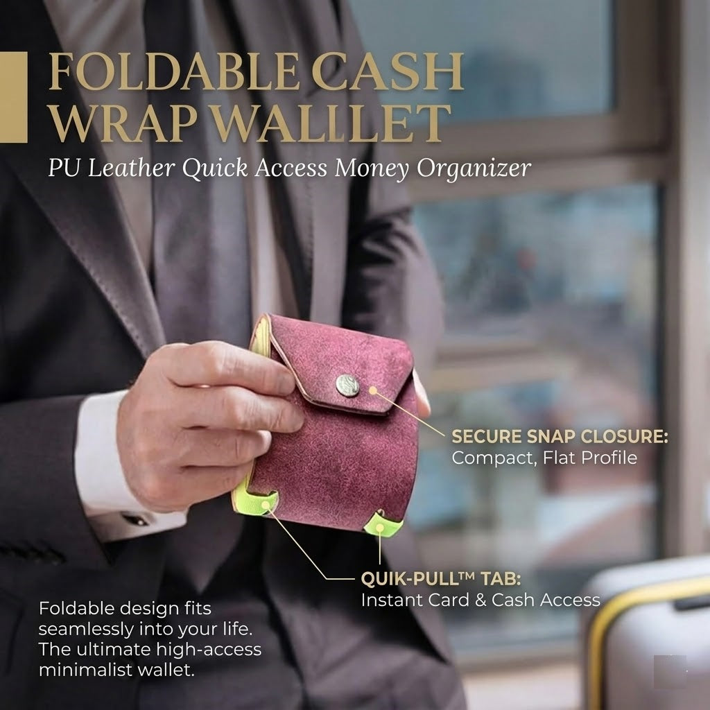 Foldable Cash Wrap Wallet – Leather Quick Access Money Organizer