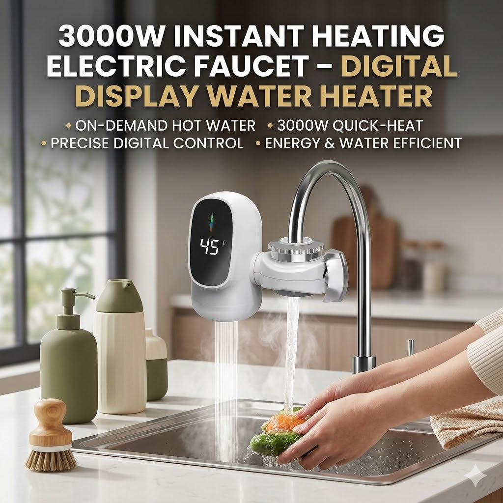 3000W Instant Heating Electric Faucet – Digital Display Water Heater