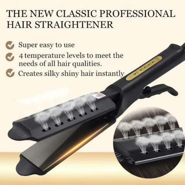 Professional Titanium Hair Straightener – Wet & Dry Dual Use Salon Flat Iron