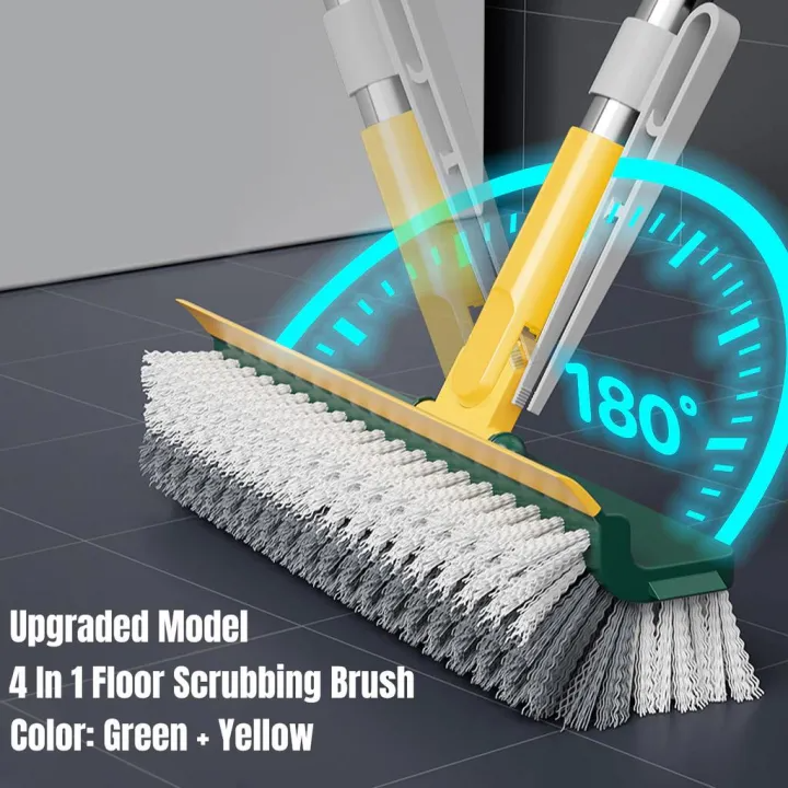 3 in 1 Long Handle Floor Scrub Brush – Multi-Purpose Spin Cleaning Tool