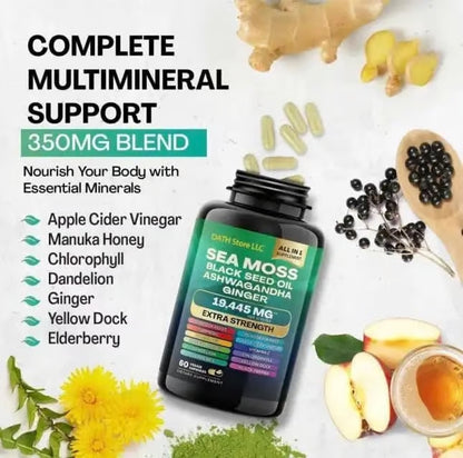 Vitality Bundle – Sea Moss, Shilajit, Ashwagandha & Ginger for Energy, Immunity & Libido