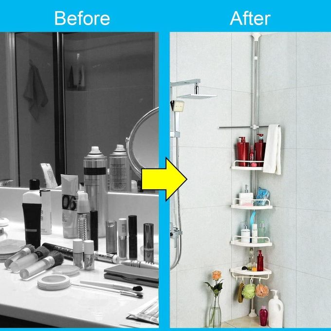4 Tier Adjustable Bathroom Corner Shelf – Telescopic Shower Storage Rack