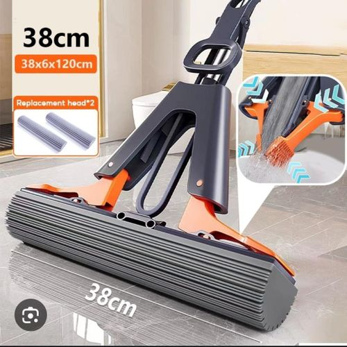 Sponge Head Mop – Self-Wringing Stainless Steel Cleaning Tool