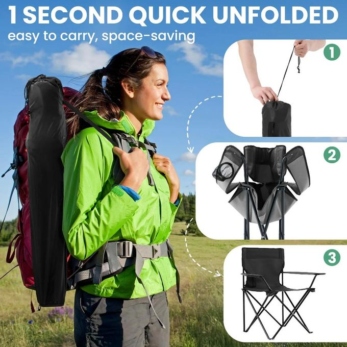 Portable Folding Camping Chair Lightweight Outdoor Chair with Armrests
