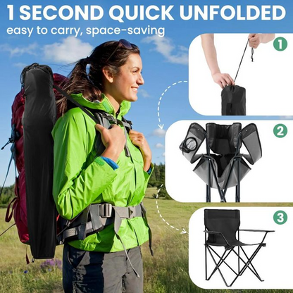 Portable Folding Camping Chair Lightweight Outdoor Chair with Armrests