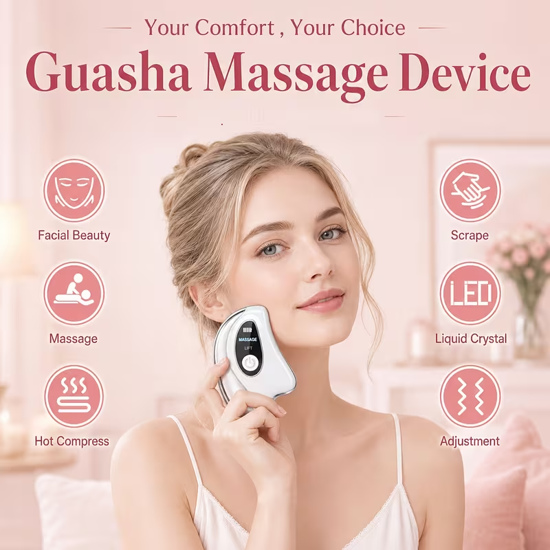 2 in 1 Hot & Vibration Facial Massager – Electric Gua Sha Beauty Device