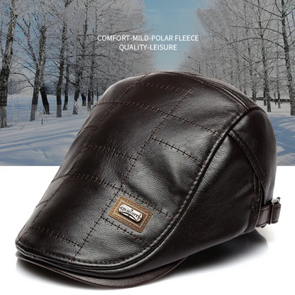 Men’s Retro Leather Beret – Timeless Style & Comfort