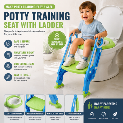 Baby Kids Potty Training Seat with Ladder – Adjustable Toilet Trainer for Toddlers