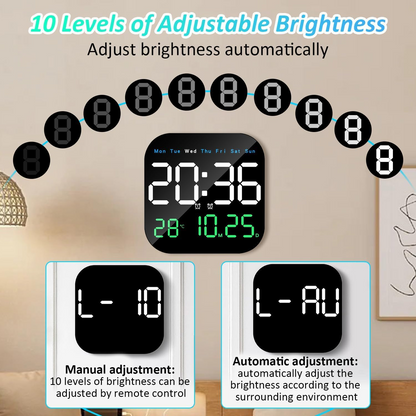 LED Mirror Electronic Clock – Modern Wall & Desk Dual-Purpose Display