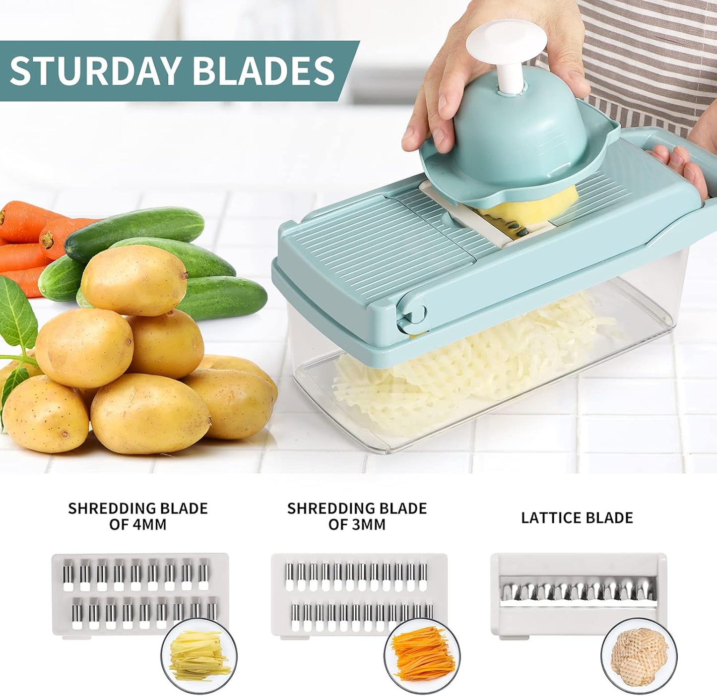 KitchenPro 14-in-1 Vegetable Slicer Set – Chop, Slice & Grate with Ease