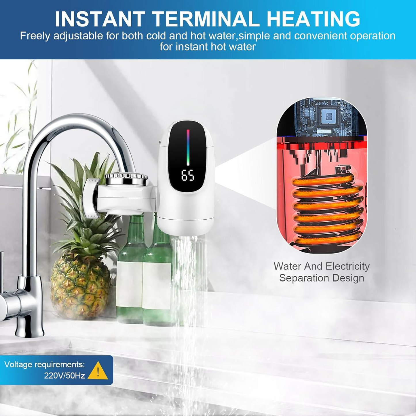 3000W Instant Heating Electric Faucet – Digital Display Water Heater