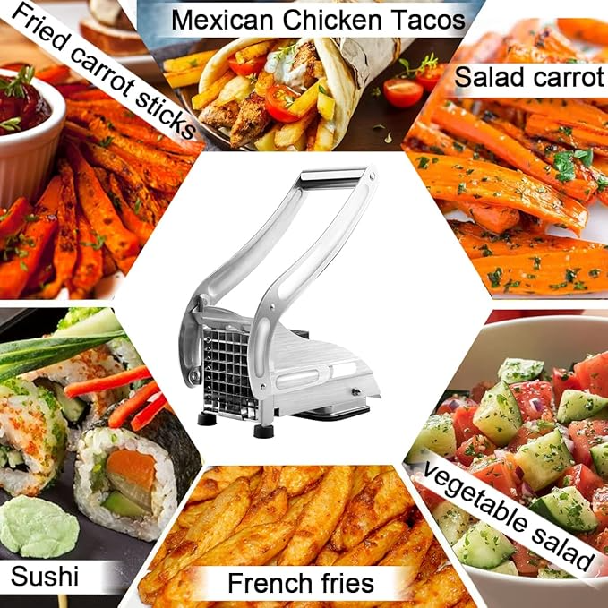 Stainless Steel French Fry Cutter – Manual Potato & Vegetable Slicer