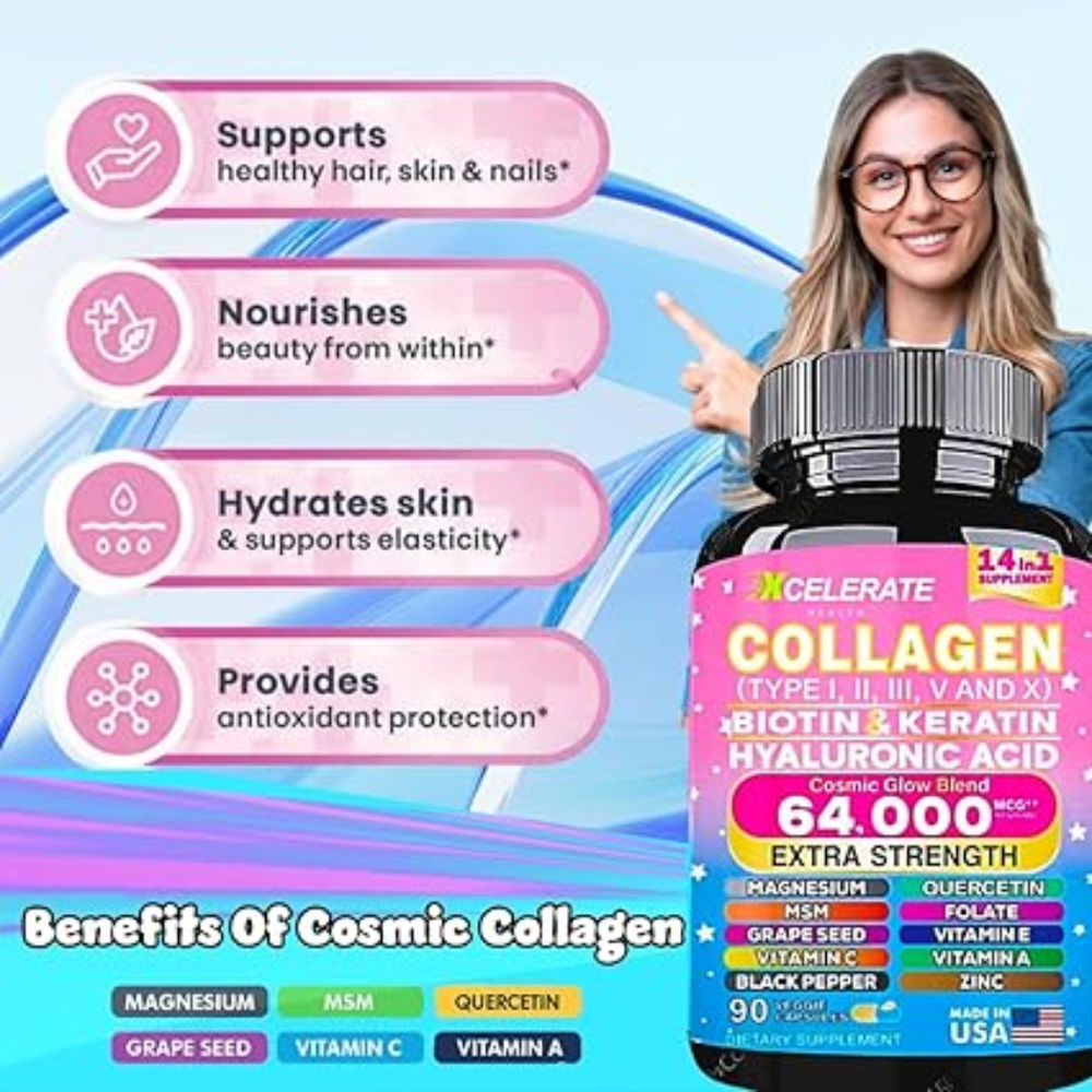 14 in 1 Collagen Capsules – Biotin, Keratin & Vitamin Complex Support