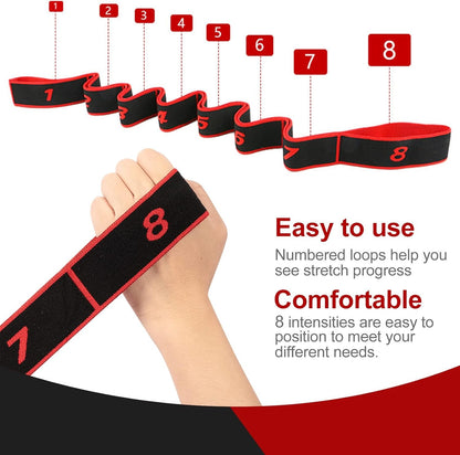 8-Loop Yoga Stretching Strap – Elastic Fitness Resistance Band