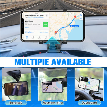Universal 360° Rotating Car Phone Holder – Dashboard & Rearview Mount