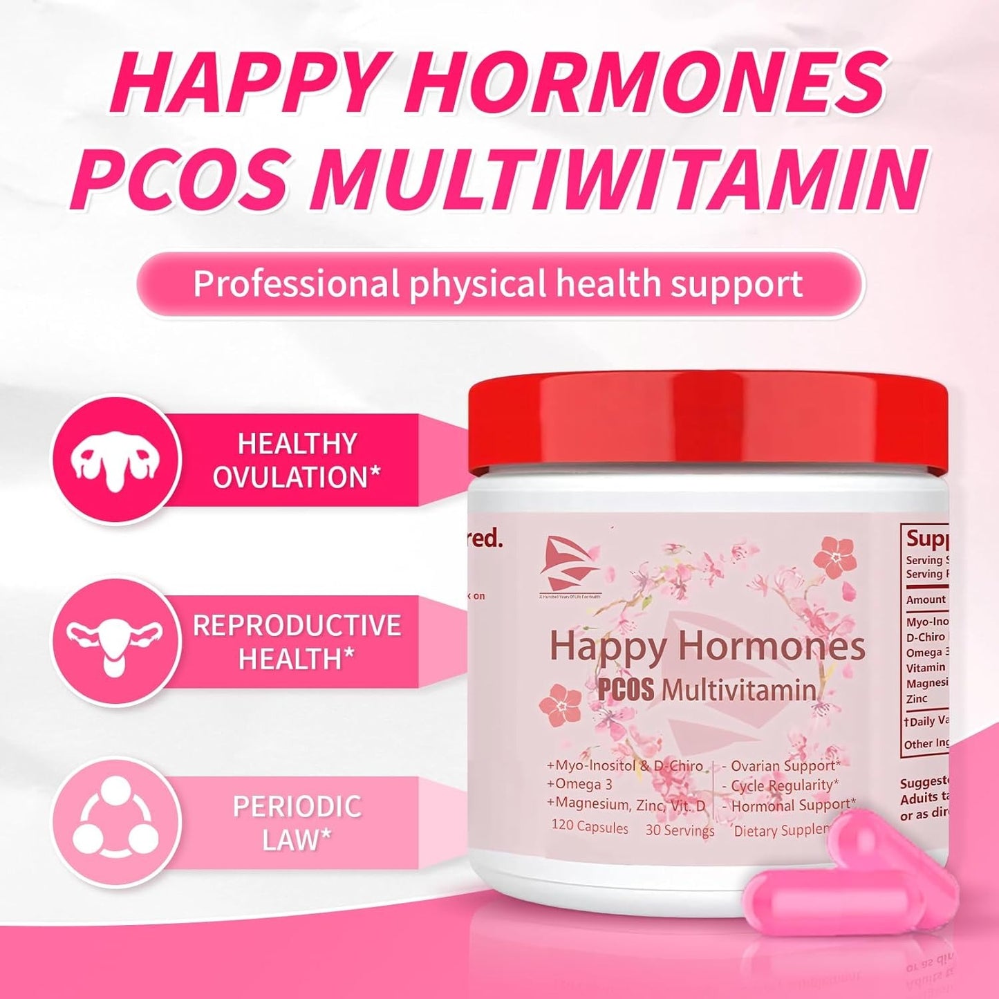 Happy Hormones Women’s PCOS Multivitamin – Daily Cycle & Mood Support