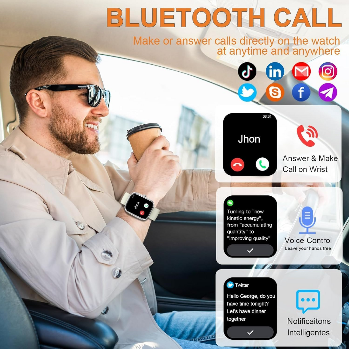 Smart Sports Watch – Bluetooth Calling & Multi Function Fitness Smartwatch
