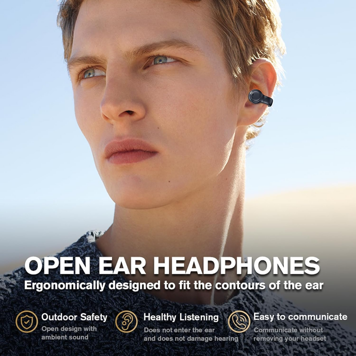 Open Ear Earbuds with Charging Box – Bluetooth 5.3 Ear Clip Design