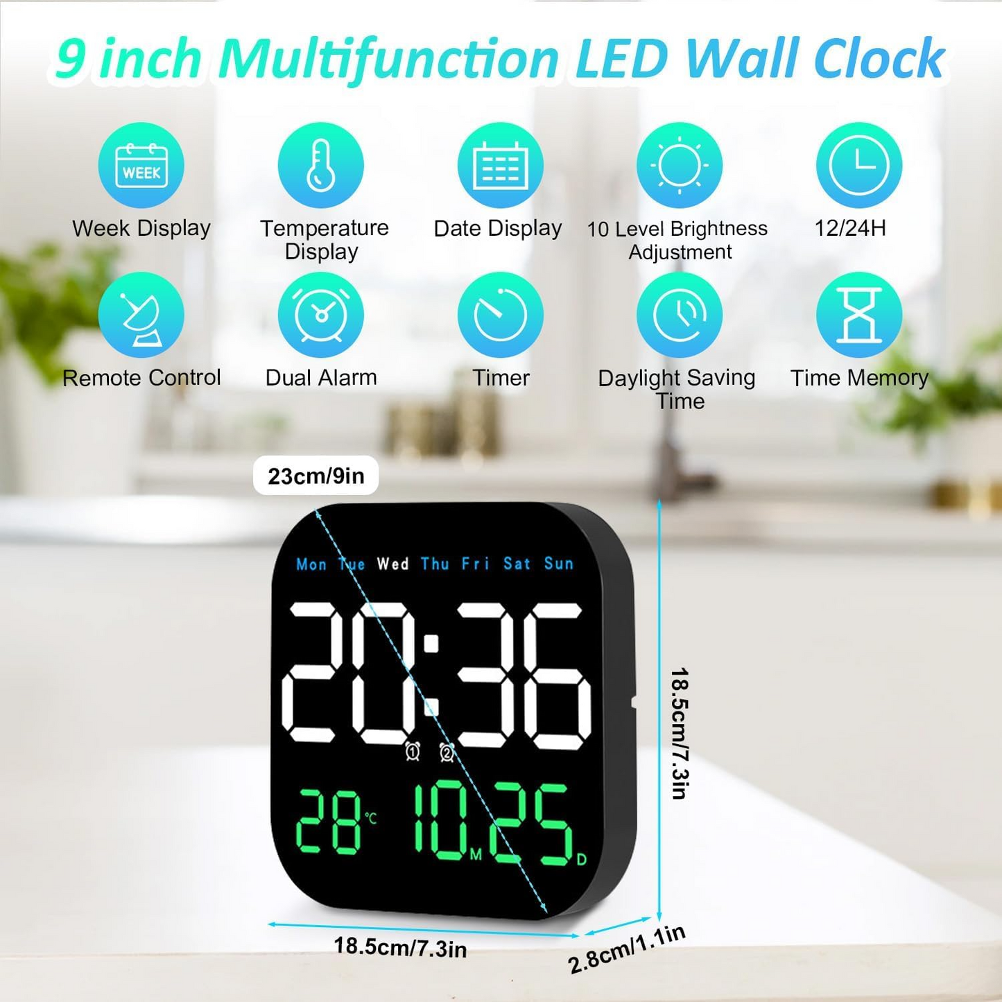LED Mirror Electronic Clock – Modern Wall & Desk Dual-Purpose Display