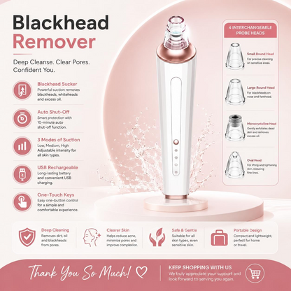 Blackhead Remover Pore Vacuum – USB Facial Pore Cleaning & Suction Device