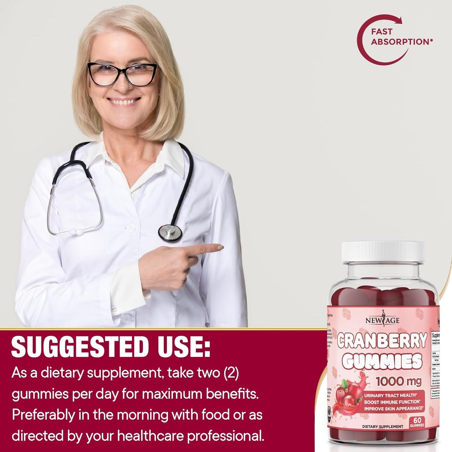 Natural Organic Cranberry Gummies – Women’s Urinary Tract Health Support