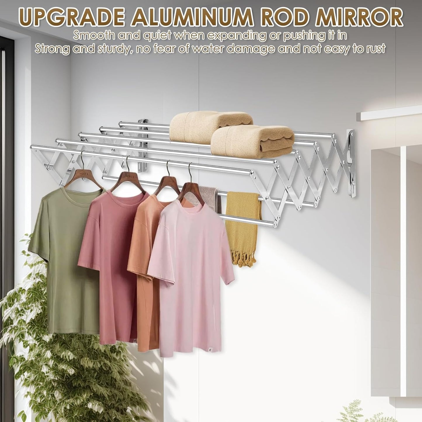 Retractable Folding Towel Holder — Wall Mounted Drying Rack