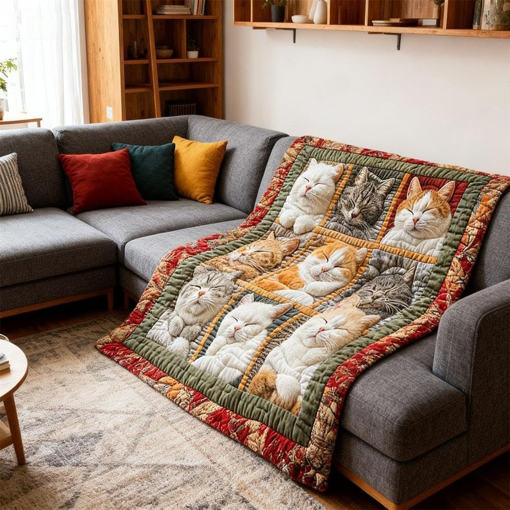 Super Soft 3D Cat Printed Flannel Blanket – Warm & Cozy Home Throw