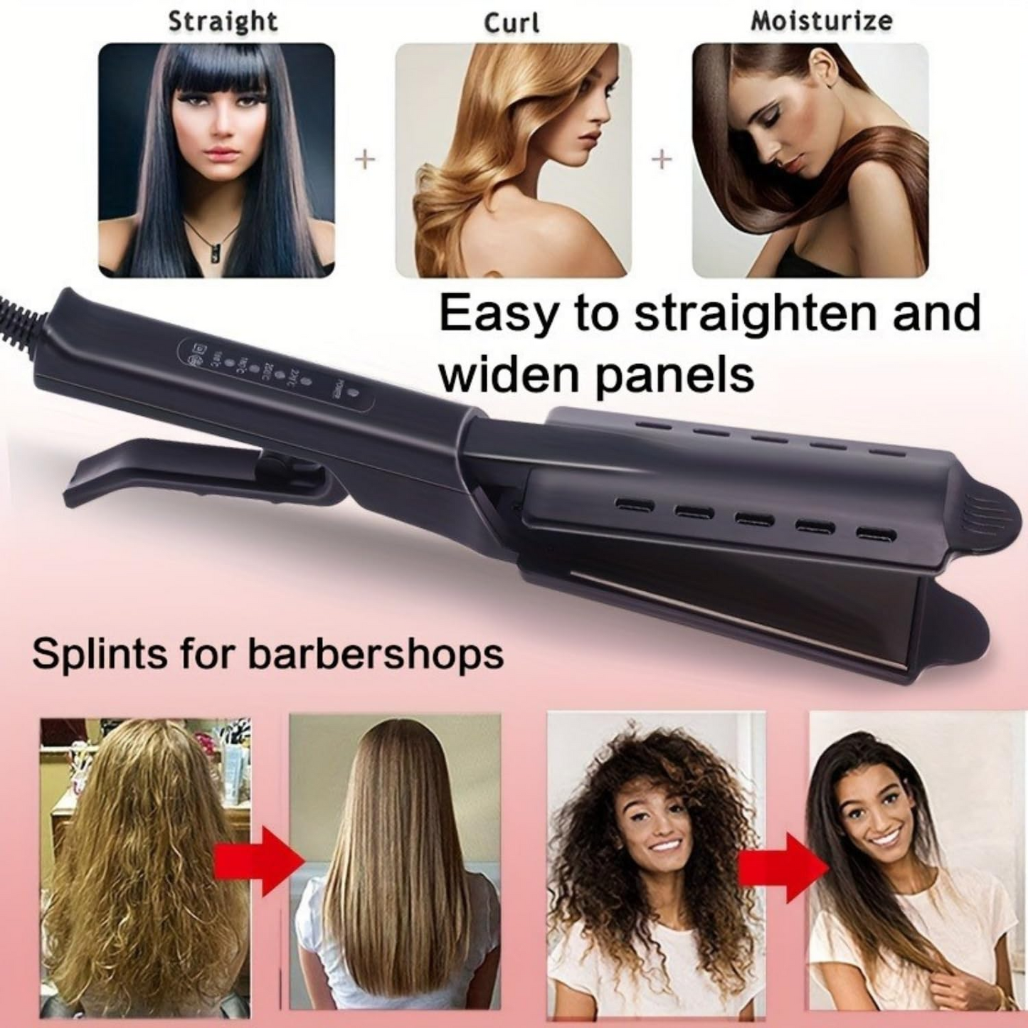 Professional Titanium Hair Straightener – Wet & Dry Dual Use Salon Flat Iron