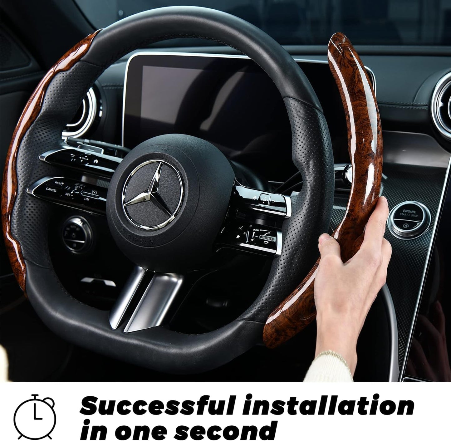 Anti-slip car steering wheel cover with wooden texture