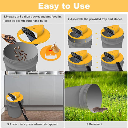 Bucket Lid Rat Trap Reusable Humane Rodent Catcher for Home